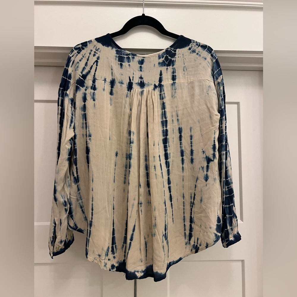 Vici tunic blouse blue and tan tie dye - Picture 2 of 5